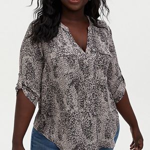 Harper Grey Animal Print Georgette Pullover Blouse
